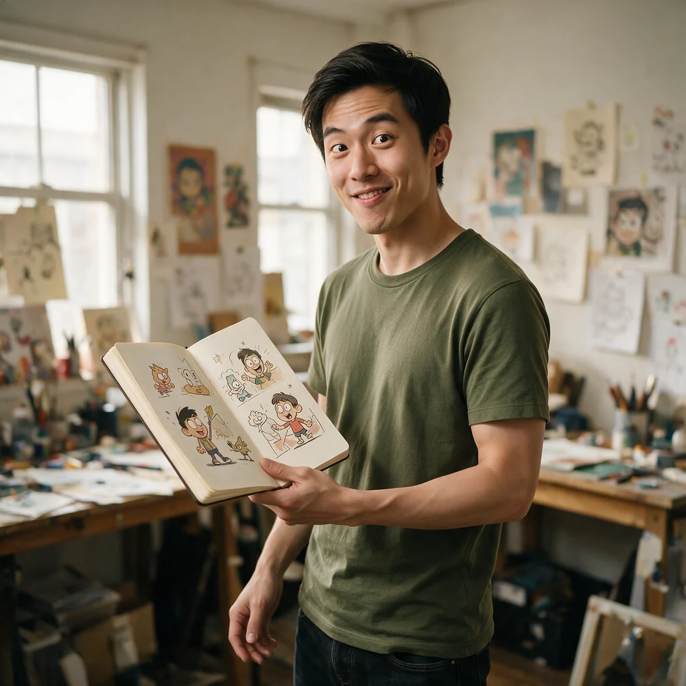 Cartoonist at work